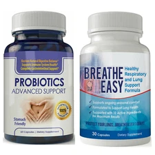Probiotics Immune System Dietary Supplements & Breathe Easy Support Lung Health