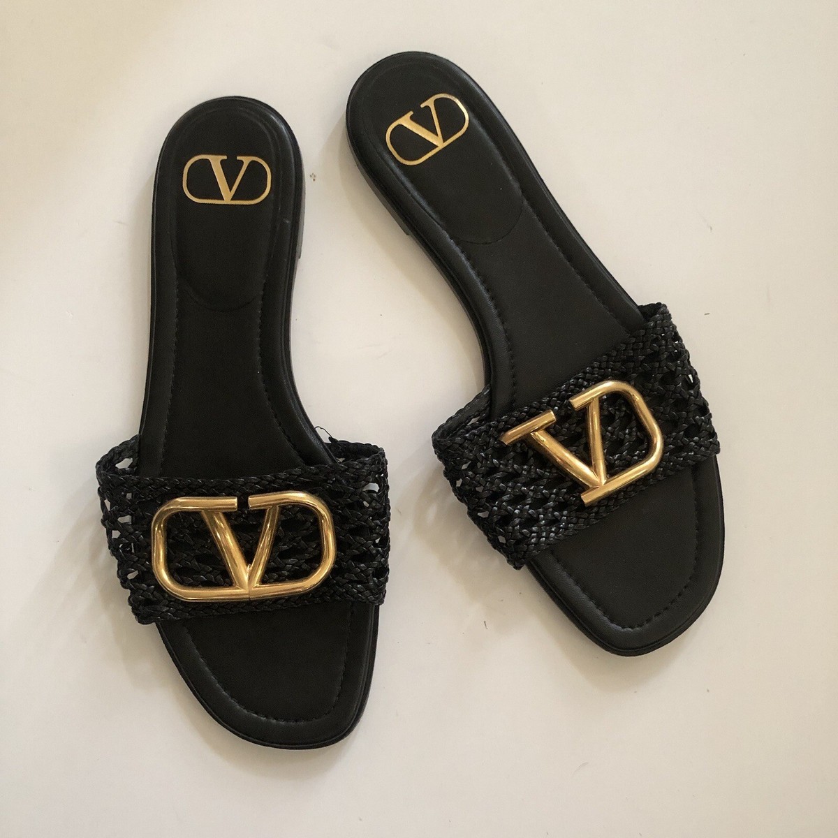 ■VALENTINO■ V Logo Signature PVC Slide Black 6W2S0IG8ZFV0N Valentino Garavani Vlogo Signature Slides Nero Flats Black