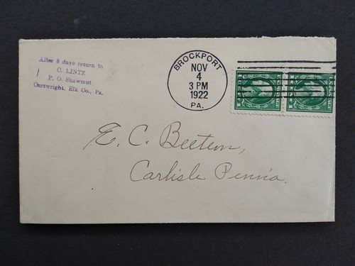 Pennsylvania: Brockport 1922 Pseudo Machine Cancel Cover, Elk Co - 第 1/2 張圖片