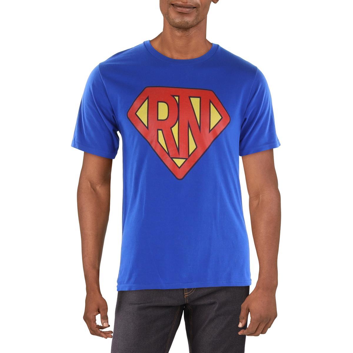 Мужская футболка Port - Company RN Super Nurse синего цвета с круглым вырезом и графическим принтом S BHFO 0885 3190₽