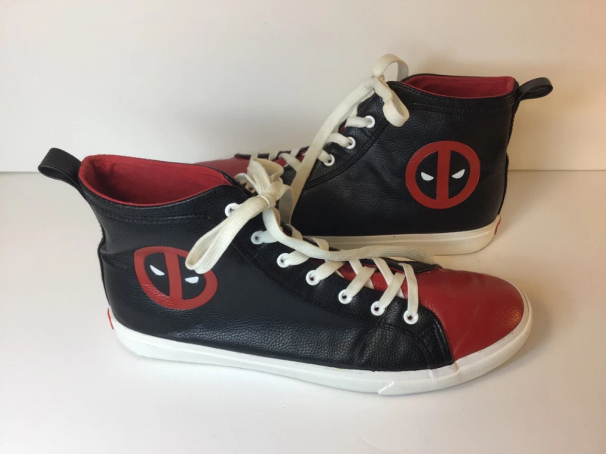 Marvel Deadpool High Top Sneakers Basketball Shoes Black Red