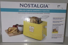 NOSTALGIA Grilled Cheese Maker Extra Large 2-Slot Toaster Sandwich Maker, Yellow