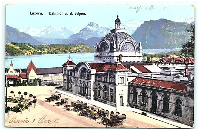 S03-1749, LUZERN, BAHNHOF U. D. ALPEN, * * 100-YEAR-OLD POSTCARD