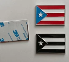 Puerto Rico Flag metal chrome & enamel 2" auto / vehicle emblem with 3M adhesive