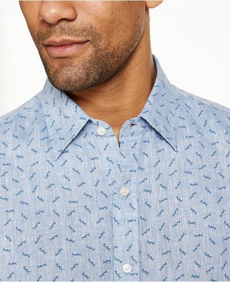 Michael Kors Mens Shirt Blue Size 2xl Slim Fit Allover MK Button 