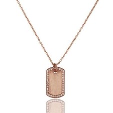 White Topaz Gemstone Rose Gold Plated 925 Silver Unisex Chain Pendant 16''