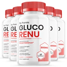 (5 Pack) Gluco Renu Capsules for Overall Blood Health Support Formula Supplement