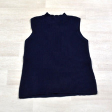 80s Sag Harbor Sport Sweater Vest Blue Sleeveless Waffle Knit Mock Neck Preppy