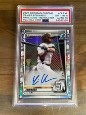 2020 BOWMAN CHROME XAVIER EDWARDS REFRACTOR AUTO SP /499  #CPAXE PSA 8