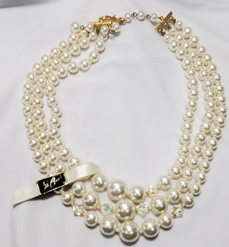 Vintage Coro Pearl multi strand Necklace nwt eBay