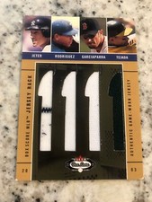 2003 FLEER BOX SCORE QUAD JERSEY RACK DEREK JETER RODRIGUEZ 2/150 SERIAL #2!!