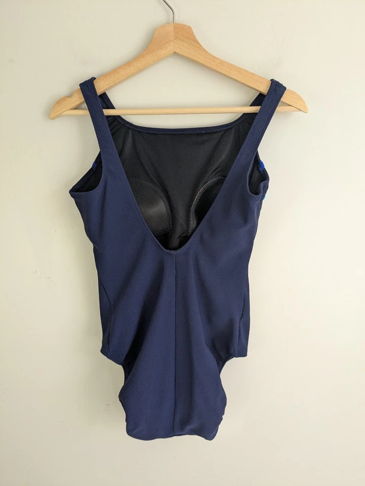 Vtg 90s Longitude Swimsuit Tummy Control Modest One Piece Tank Navy Blue Fits 8 - Image 4 of 4