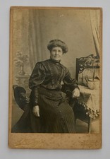 CABINET CARD OF A LADY IN GLASSES, POTTED PLANT, BY A&G TAYLOR OF CARDIFF ETC