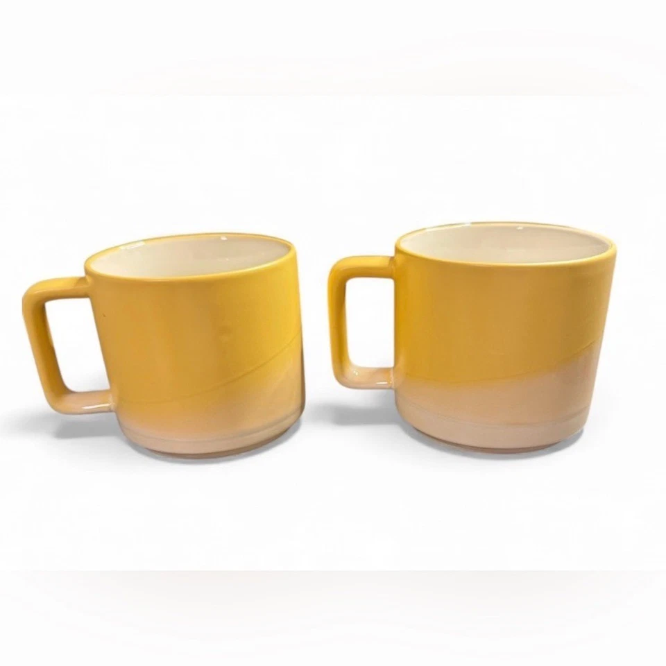 West Elm | Retired yellow Stackable Sunset Mug set of 2 EUC no cracks or chips - Image 3 of 4