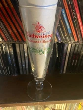 Budweiser *Anheuser Busch *fluted gleass *beer *bar *red & green *pilsner *NEW
