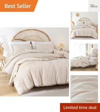 King Size Comforter Set - King Size Comforter with Ball Pom Fringe, Soft King...