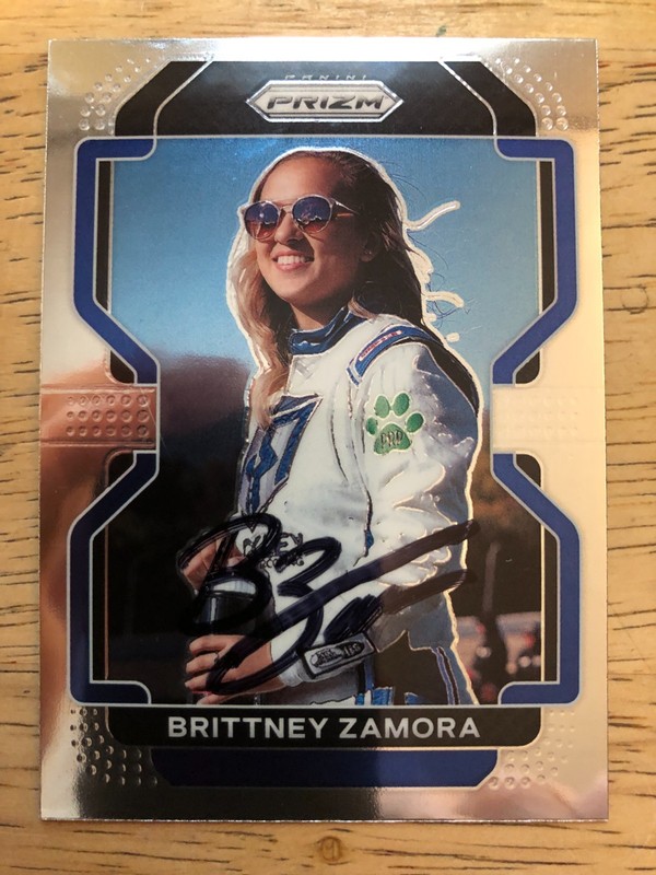 BRITTNEY ZAMORA AUTOGRAPHED 2022 PANINI PRIZM #27 NASCAR CARD