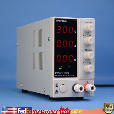 300W 0-10A Lab DC Power Supply Digital Variable Regulated Benchtop Power Source
