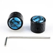 2Pcs Dome Aluminum Alloy Guitar Control Knobs 6.1mm-2 Pieces Black-Blue