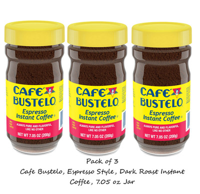 Cafe Bustelo, Espresso Style, Dark Roast Instant Coffee, 7.05 oz Jar