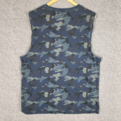 Ecko Unltd Shirt Mens Size XL Blue Camo Sleeveless Tank Tee - Picture 2 of 10