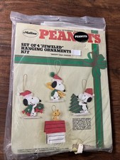 Vintage Peanuts SNOOPY Jeweled Ornaments Kit Felt Appliques - Set of 4