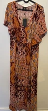 Vero Moda Orange and Brown Patterned Maxi Dress NWT