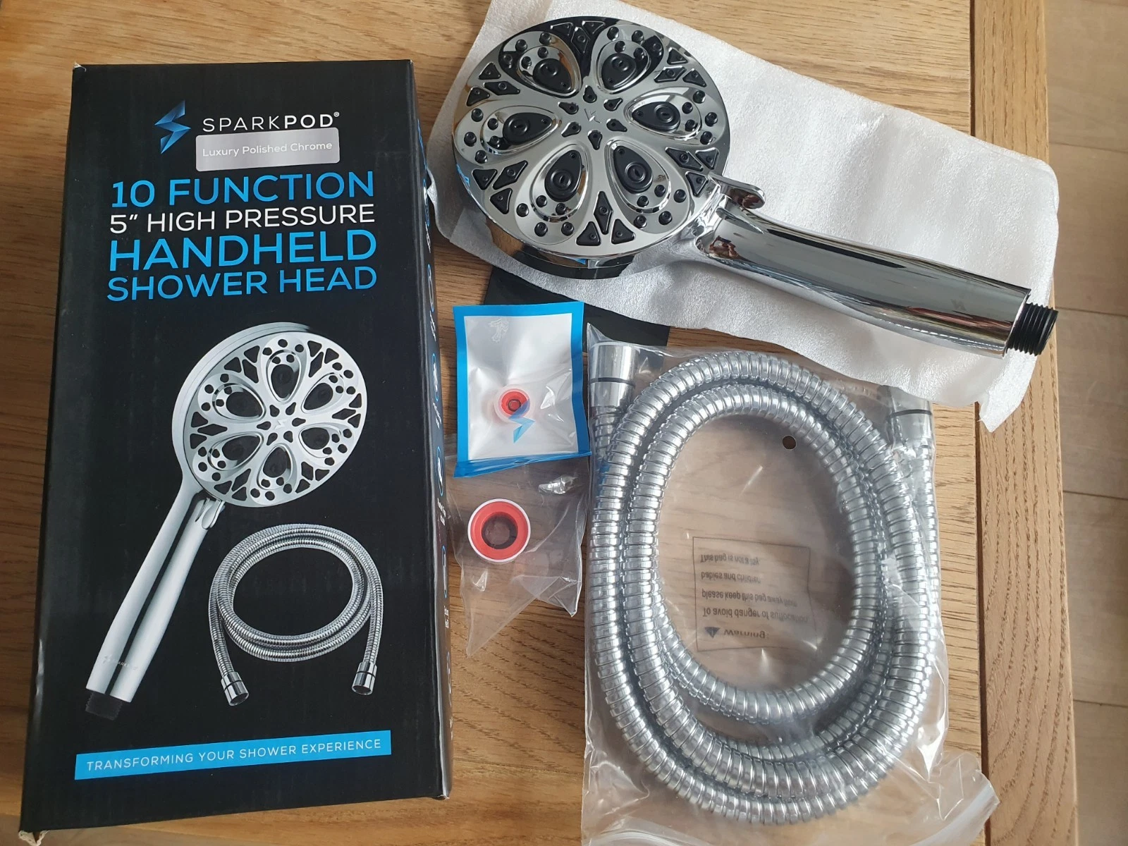 SparkPod Large 10 Mode high pressure handheld shower head