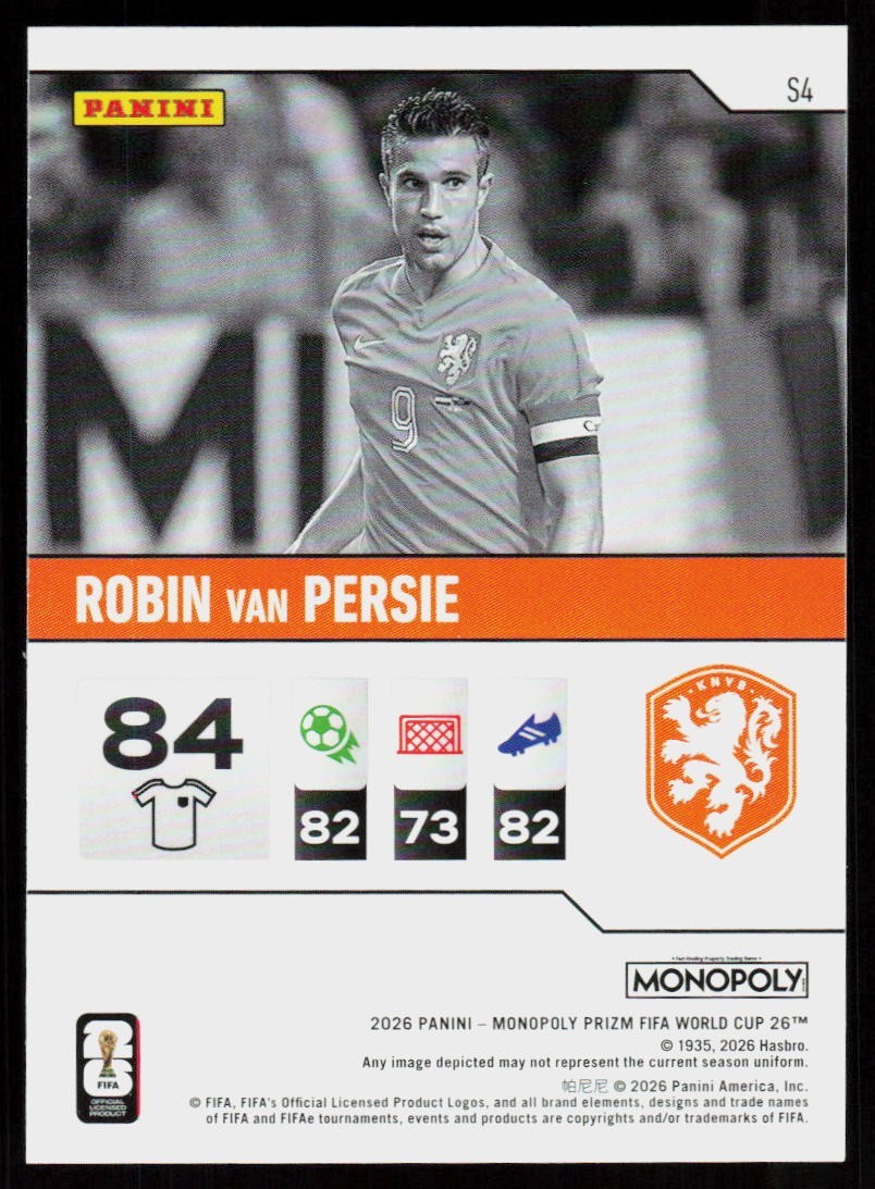 2026 Panini Prizm Monopoly FIFA World Cup Robin Van Persie Base