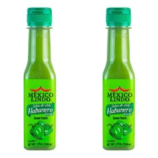 Green Habanero Sauce 5 Fl Oz Pack of 2 Spicy Mexican Marinade for Tacos Pasta