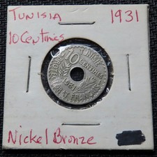 Tunisia  10 Centimes Coin, 1931