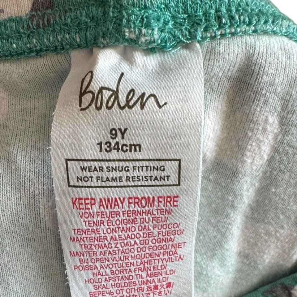 Mini Boden Boys Sheep Print Snug Fit Pajamas Set Long Johns Size 9Y 134cm Green - Image 4 of 4