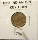 1863 Indian Head/Oak Wreath rev Cent KEY DATE 1-Cent