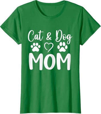 Cat And Dog Mom Pet Lover Mommy Mama Mothers Day Ladies' Crewneck T-Shirt