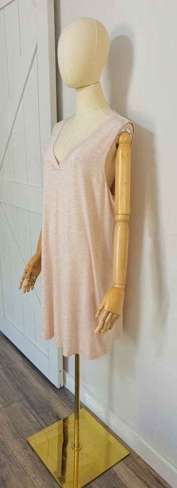 Hanro 女式 XL 码香槟 V 领背心睡衣休闲服希瑟粉色 — 第 2/4 张图片