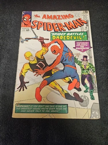 1964 MARVEL COMICS AMAZING SPIDER-MAN #16 VINTAGE DAREDEVIL BATTLE KEY ASM