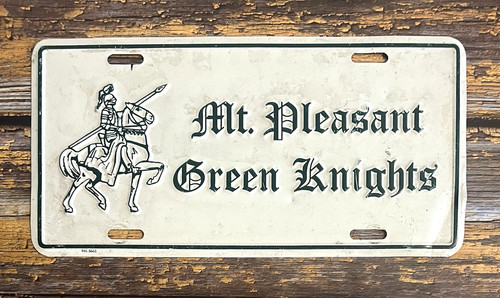 Vintage Mt Pleasant Green Knights High School Football Booster License Plate DE