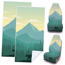 2 Pack Car Seat Towel Covers, 63 x 32 Universal Non Slip Mountain Bear