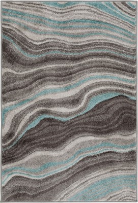 Better Homes & Gardens 2' x 3' Teal Carved Waves Indoor Area Rug