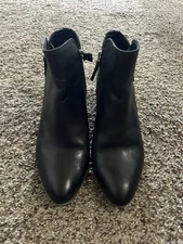 Frye & Co Judy Double Zip Black Leather Booties Ankle Boots Size US 6.5 