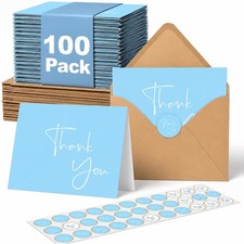 100 Pack Thank You Cards With Envelopes Bulk Set Stickers - 4x6 inch Blank Tha