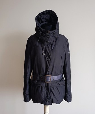 Peuterey Storm 10 Womens Goose Down Navy Blue Hooded Parka Jacket Size IT 46