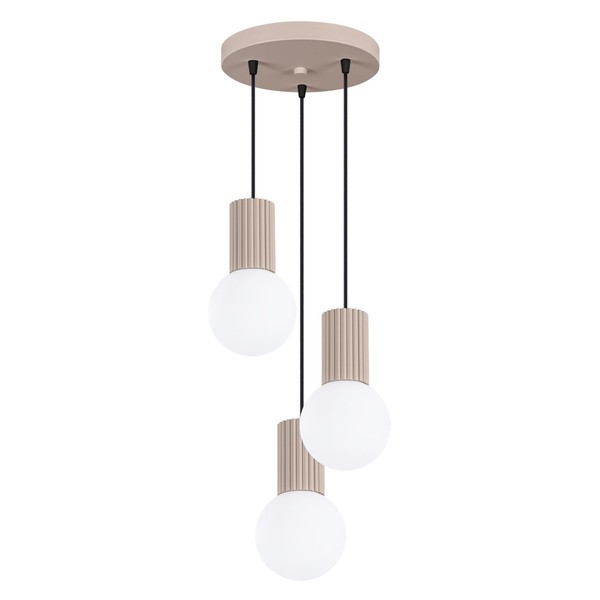 Pendelleuchte Glas Metall Taupe KüChe 3-Flammig L:25 Cm G9 HäNgelampe Esstisch-image