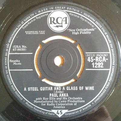 Paul Anka - I Never Knew Your Name / A Steel Guitar And A Glass Of Wine (7'', ...