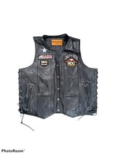 Mens Leather Motorcycle Vest With Patches Size xl or 52 Dream Apparel