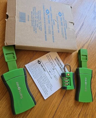 Samsonite Travel Security ID Green Luggage Tag Set Combination Lock NEW 