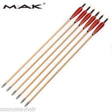 6Pcs Archery OD 8.5mm 31.5" Wooden Shaft Arrows Turkey Feather Shooting Practice