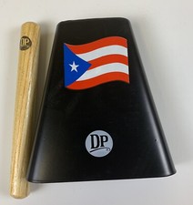 Hand Held Cowbell 7 With Cowbell Beater And Puerto Rico Flag Design.
