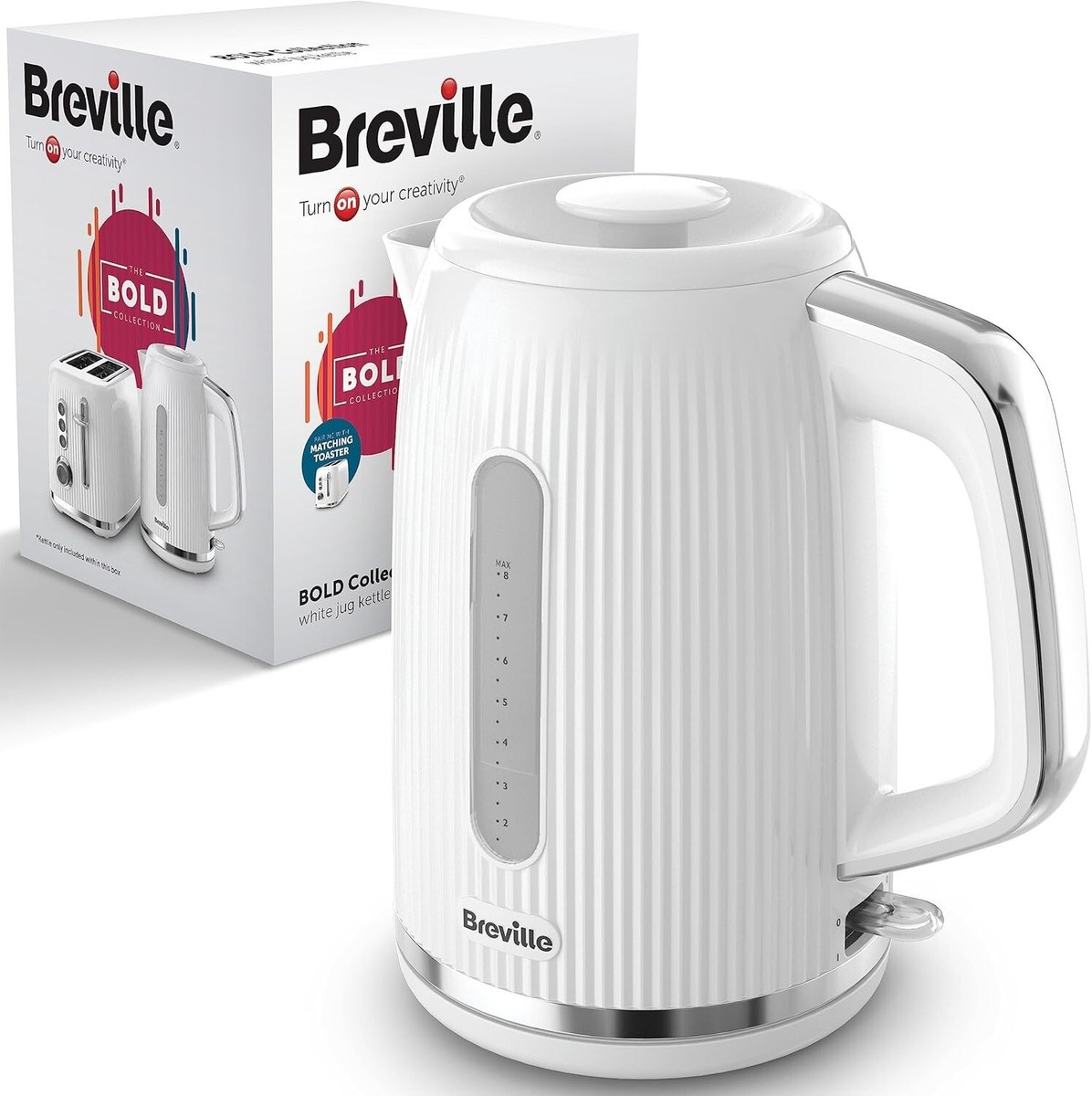 Breville Bold White Electric Kettle 3kW Fast Boil White