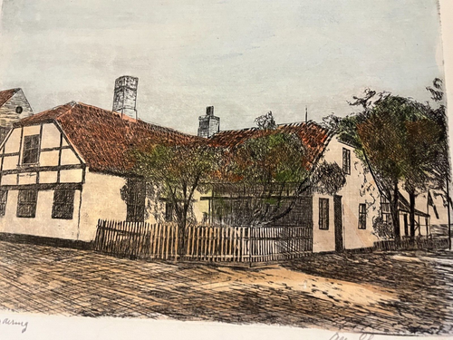 Albert Jensen (Elmstedt) Original Kunst Frederikshavn Haus Dänemark signiert 37x28cm - Bild 7 von 13